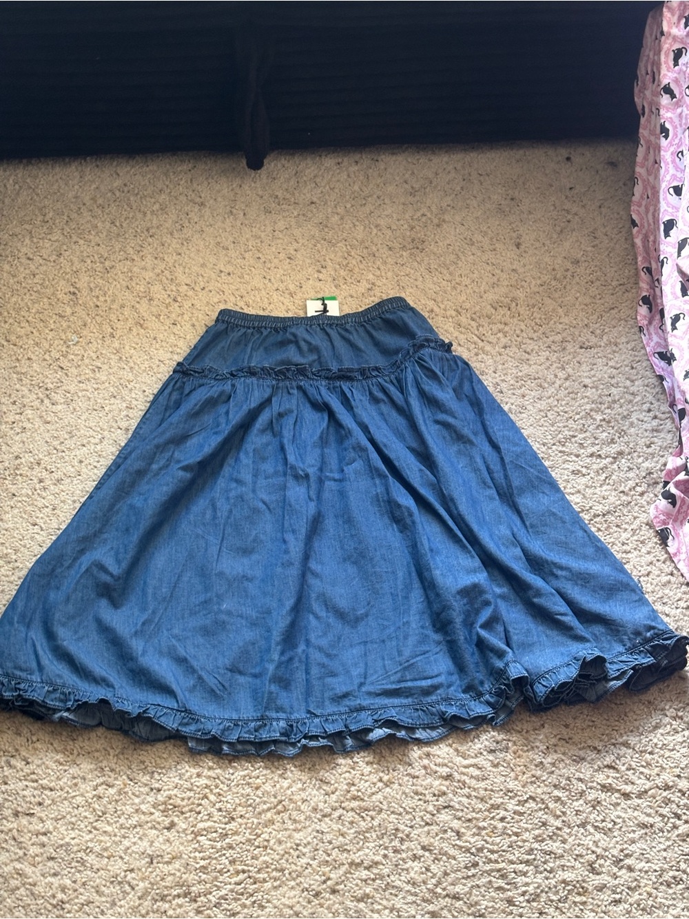 Molo Blue Denim A-Line Midi Skirt